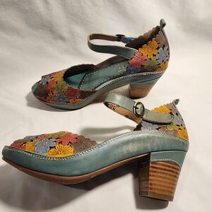 Colorful Floral Embroidered Women's Heels